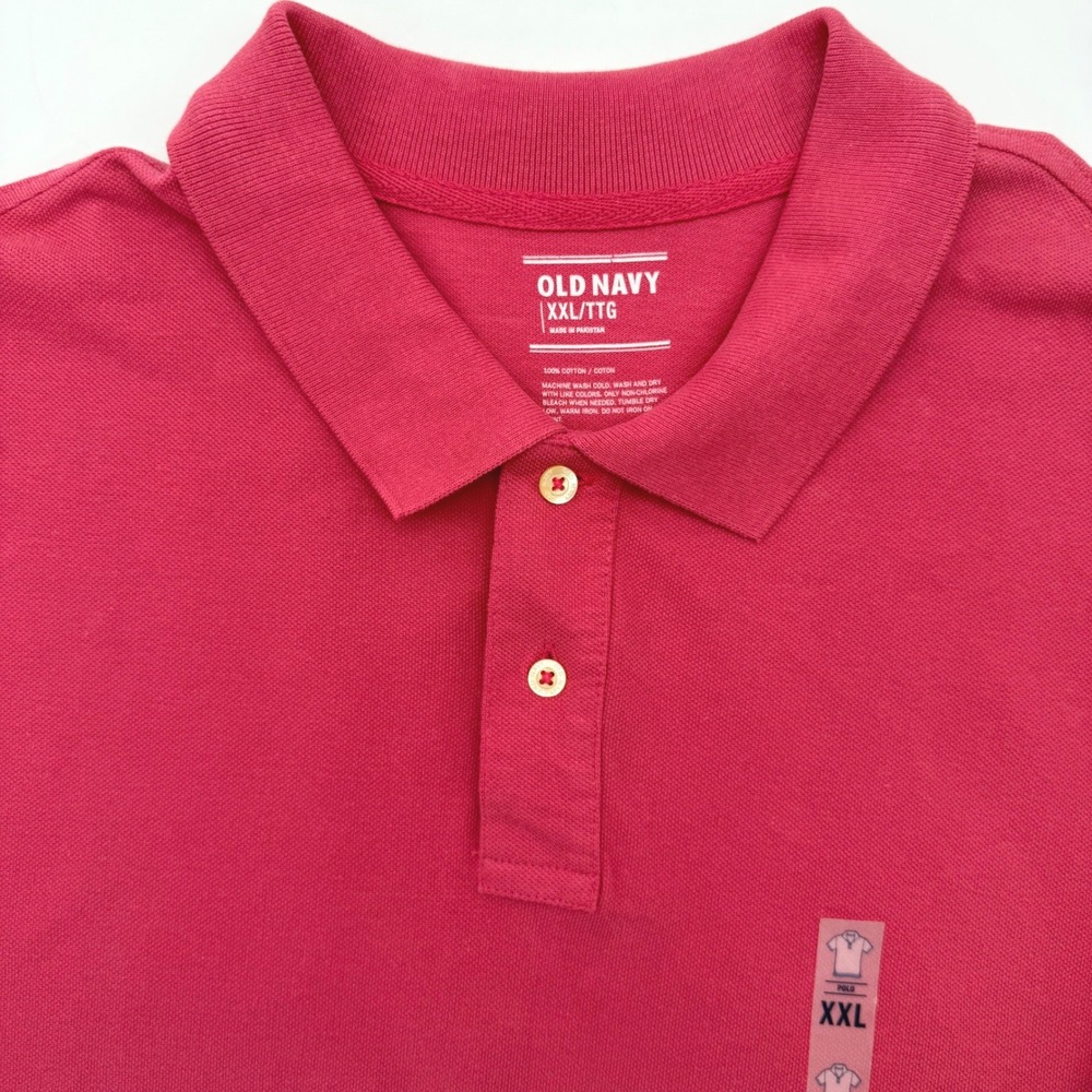 Old Navy Polo Shirt Mens XXL Pink Short Sleeve Cotton Pique Classic Solid 840823